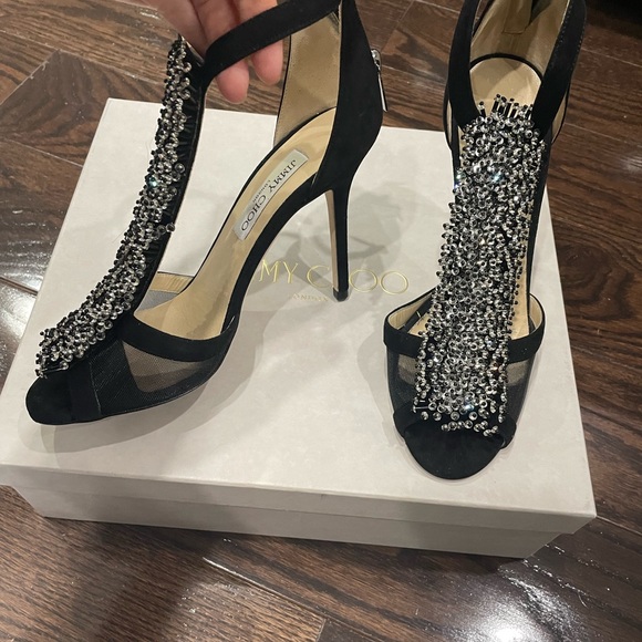 Jimmy Choo Suede Mesh Heels-38. Excellent condition. Worn once - Picture 3 of 10